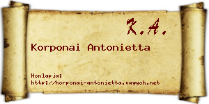 Korponai Antonietta névjegykártya